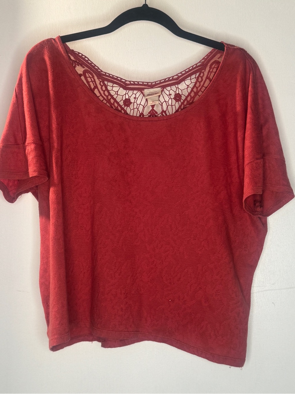 Mossimo Supply Co. Red Short-Sleeve Top with Crochet Back
